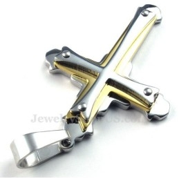 Ketting Met Drie Kruisjes Van Goudkleurig Titanium (Gratis Ketting)