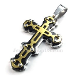 Titanium Gouden Zwarte Kruishanger Ketting (Gratis Ketting)