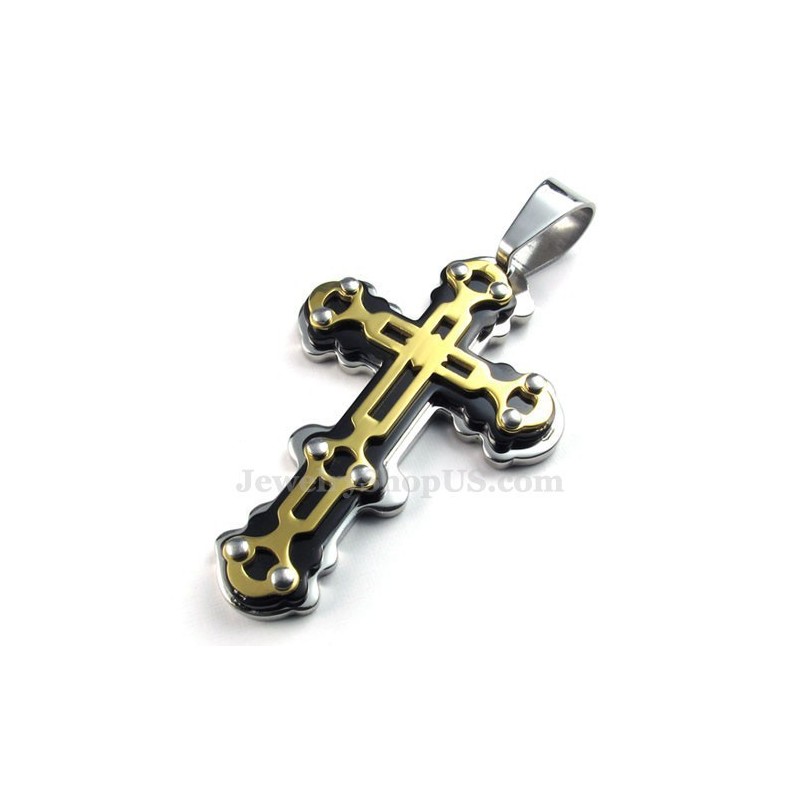 Titanium Gouden Zwarte Kruishanger Ketting (Gratis Ketting)