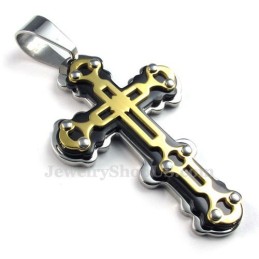Titanium Gouden Zwarte Kruishanger Ketting (Gratis Ketting)