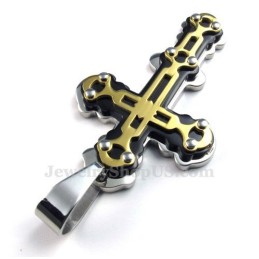 Titanium Gouden Zwarte Kruishanger Ketting (Gratis Ketting)