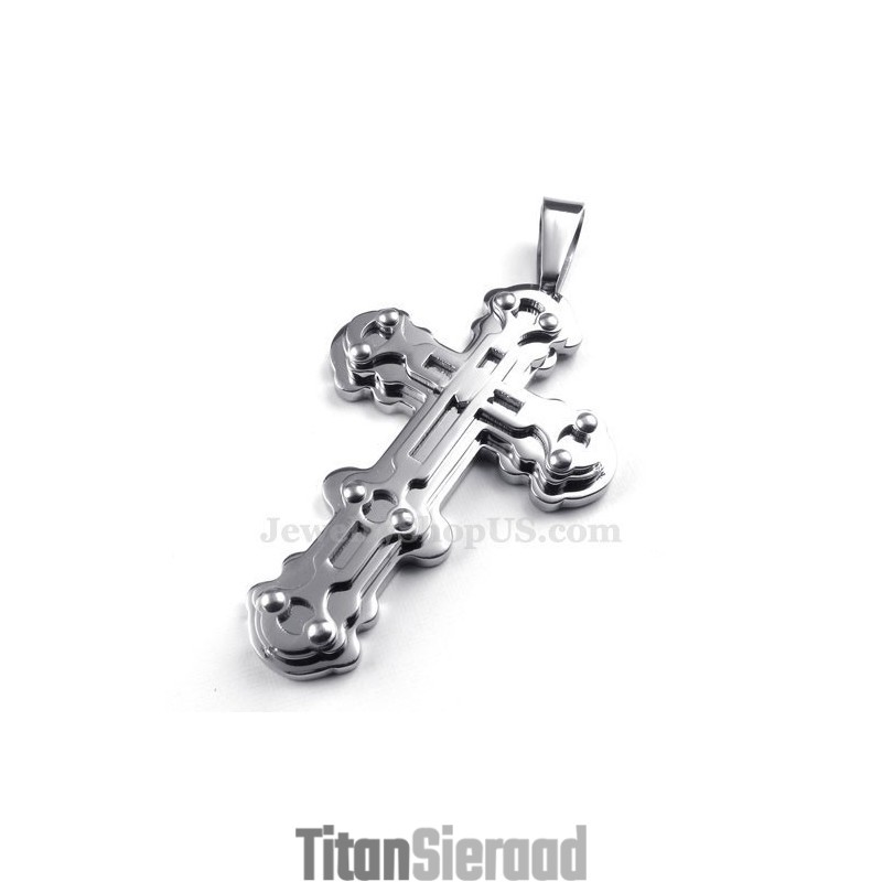 Prachtige Zilveren Titanium Kruishanger Voor Heren (Gratis Ketting) Prachtige Zilveren Titanium Kruishanger Voor Heren (Gratis Ketting)