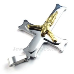 Titanium Zilveren Jezus Kruis Hanger Ketting (Gratis Ketting)