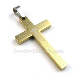 Titanium Gouden Kruishanger Met Schriftgedeelte (Gratis Ketting)