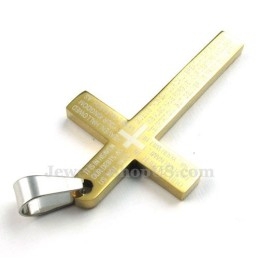 Titanium Gouden Kruishanger Met Schriftgedeelte (Gratis Ketting)