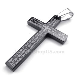 Titanium Kruis Hanger Ketting Met Schriftgedeelte (Gratis Ketting)