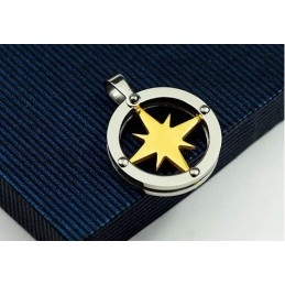 Golden Star Circle Heren Titanium Hanger - Gratis Ketting