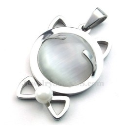 Zilveren Titanium Kattenoog Hanger Ketting (Gratis Ketting)