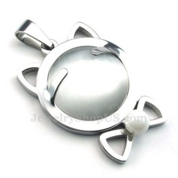 Zilveren Titanium Kattenoog Hanger Ketting (Gratis Ketting)