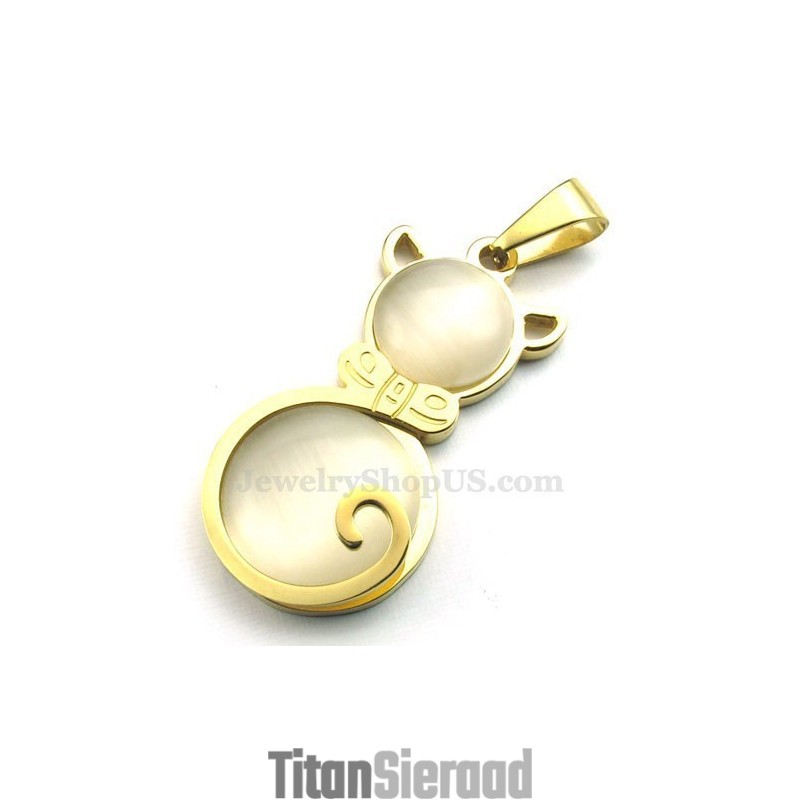 Gouden Kattenoog Titanium Hanger Ketting (Gratis Ketting) Gouden Kattenoog Titanium Hanger Ketting (Gratis Ketting)