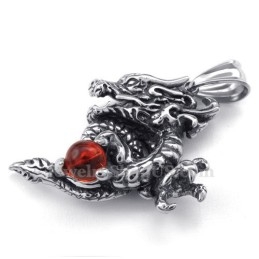 Prachtige Rode Zirkoon Titanium Drakenhanger Ketting (Gratis Ketting)