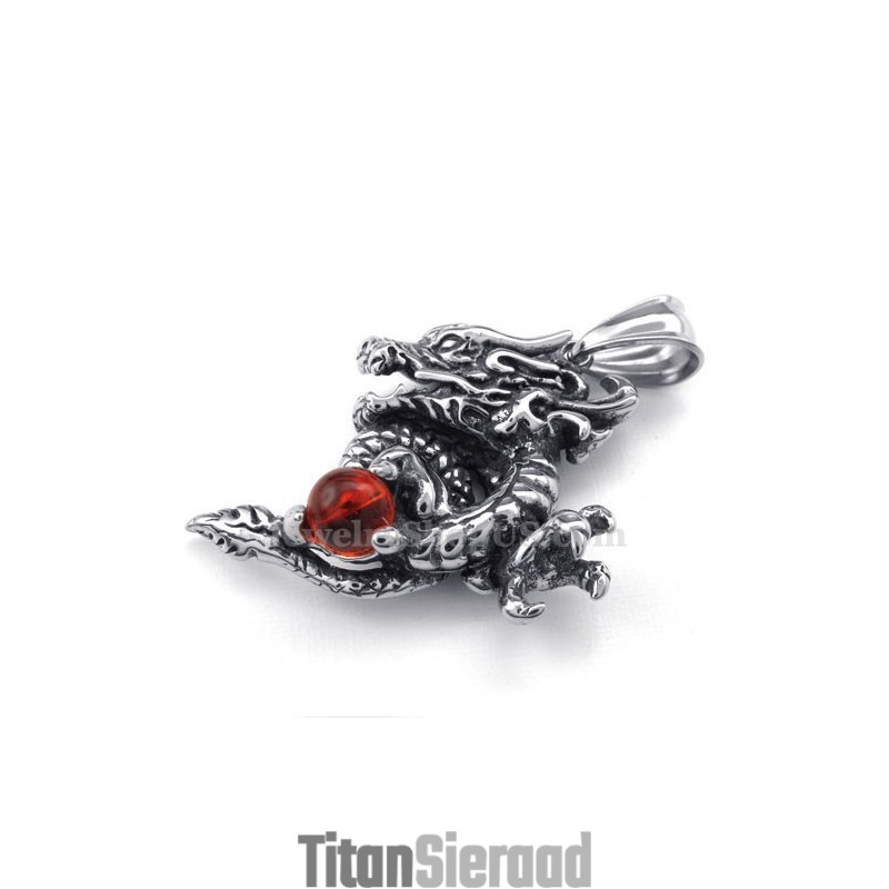 Prachtige Rode Zirkoon Titanium Drakenhanger Ketting (Gratis Ketting) Prachtige Rode Zirkoon Titanium Drakenhanger Ketting (Gratis Ketting)