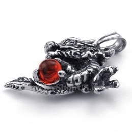 Prachtige Rode Zirkoon Titanium Drakenhanger Ketting (Gratis Ketting)