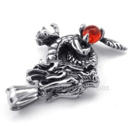 Prachtige Rode Zirkoon Titanium Drakenhanger Ketting (Gratis Ketting)