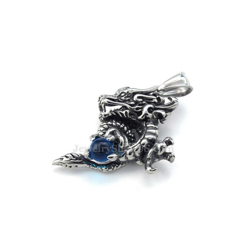 Prachtige Titanium Drakenhanger Met Blauwe Zirkoon (Gratis Ketting) Prachtige Titanium Drakenhanger Met Blauwe Zirkoon (Gratis Ketting)