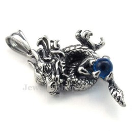 Prachtige Titanium Drakenhanger Met Blauwe Zirkoon (Gratis Ketting)