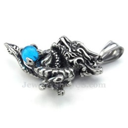 Prachtige Titanium Drakenhanger Met Blauwe Zirkoon (Gratis Ketting)