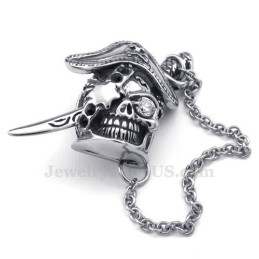 Elegante Titanium Zwaard-Schedelhanger Voor Heren (Gratis Ketting)