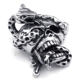 Titanium Schedel Slang Hanger Ketting (Gratis Ketting)