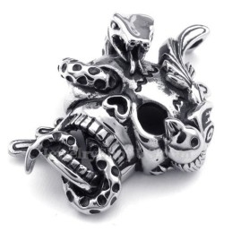 Titanium Schedel Slang Hanger Ketting (Gratis Ketting)