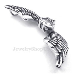 Ketting Met Witte Zirkonia En Vleugels Van Titanium (Gratis Ketting)