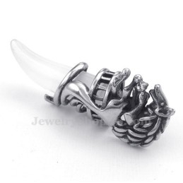 Prachtige Titanium Wolf'S Fang Hanger Ketting (Gratis Ketting)