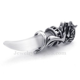 Prachtige Titanium Wolf'S Fang Hanger Ketting (Gratis Ketting)