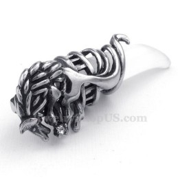Prachtige Titanium Wolf'S Fang Hanger Ketting (Gratis Ketting)