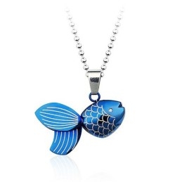 Blauwe Goudvis Titanium Hanger - Gratis Ketting