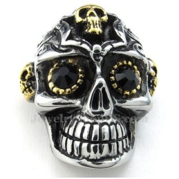 Titanium Schedel Hanger Ketting Met Zwarte Ogen (Gratis Ketting)