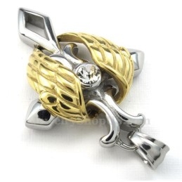 Gouden Engelenvleugels Titanium Kruis Hanger Ketting (Gratis Ketting)