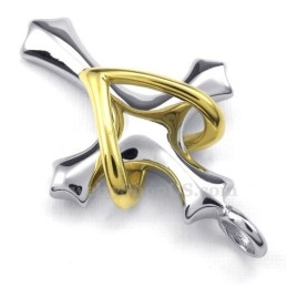 Liefde En Hart Kruis Titanium Hanger Ketting (Gratis Ketting)
