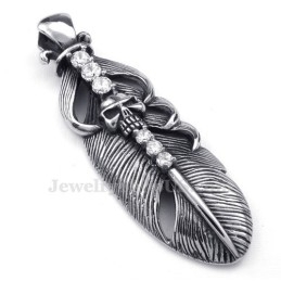 Titanium Veerhanger Ketting Versierd Met Schedel (Gratis Ketting)