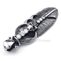 Titanium Veerhanger Ketting Versierd Met Schedel (Gratis Ketting)