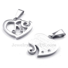 Zilveren Titanium Ketting Met Hartjeshanger (Gratis Ketting) (Één Paar)