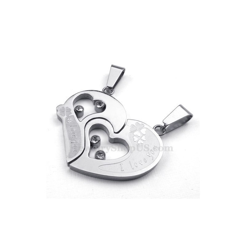 Zilveren Titanium Ketting Met Hartjeshanger (Gratis Ketting) (Één Paar) Zilveren Titanium Ketting Met Hartjeshanger (Gratis Ketting) (Één Paar)