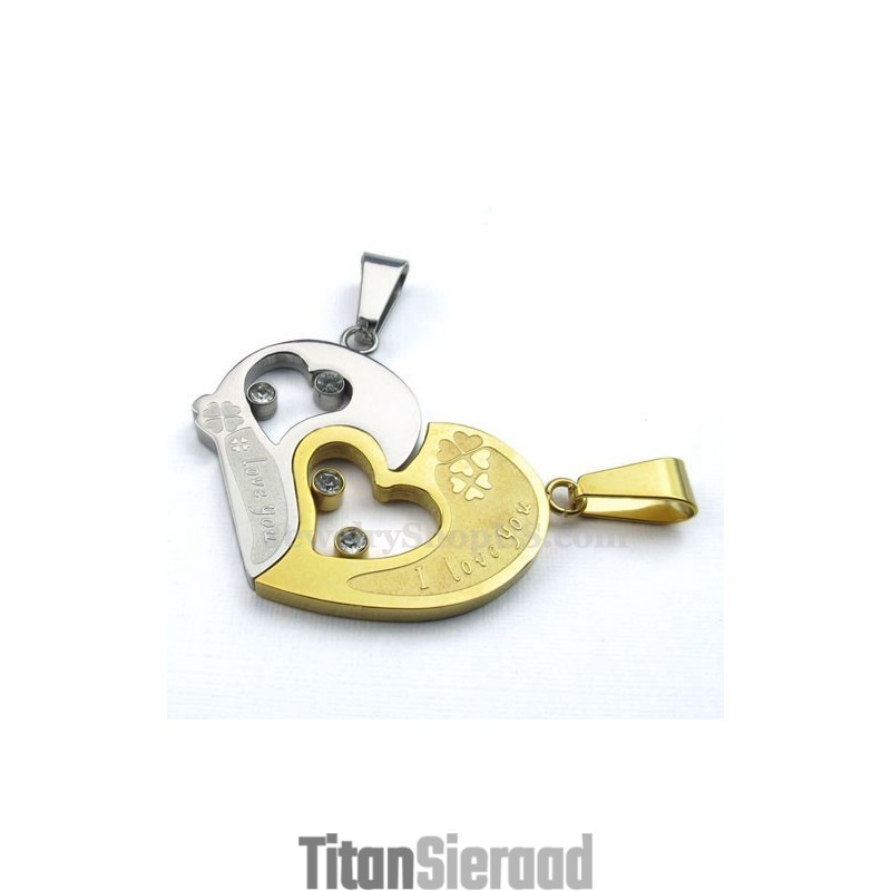 Mode Kus Puzzel Titanium Koppels Hanger Ketting Liefdescadeau (Gratis Ketting) (Eén Paar)