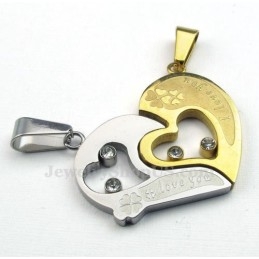 Mode Kus Puzzel Titanium Koppels Hanger Ketting Liefdescadeau (Gratis Ketting) (Eén Paar)
