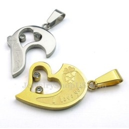 Mode Kus Puzzel Titanium Koppels Hanger Ketting Liefdescadeau (Gratis Ketting) (Eén Paar)