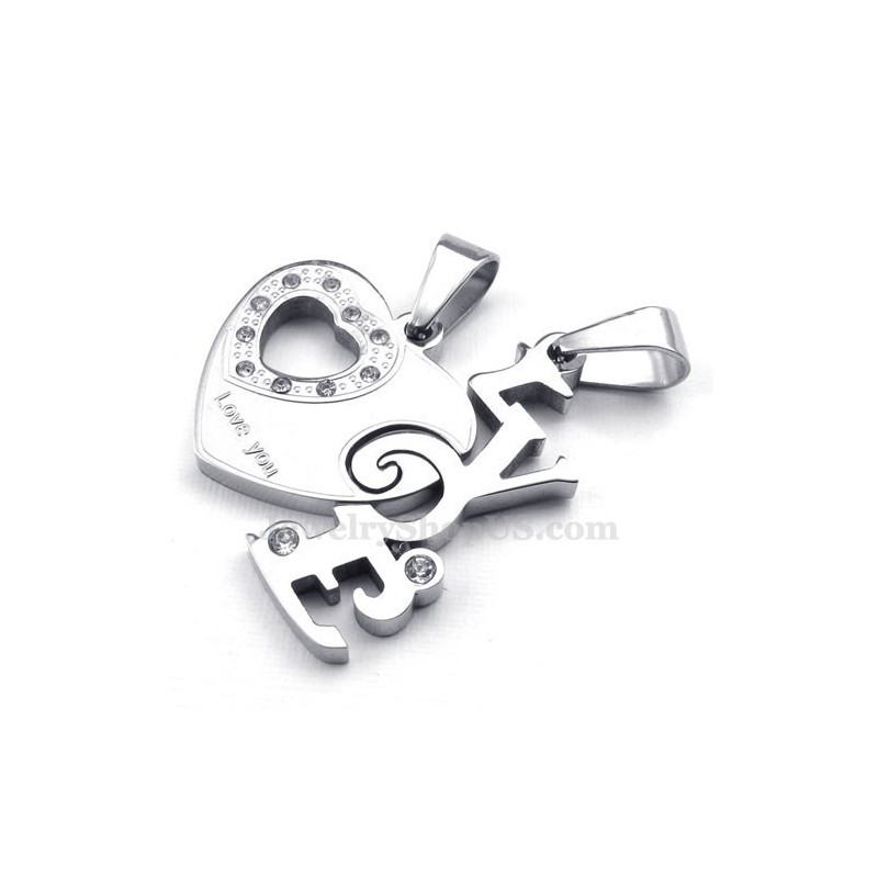 Charmante Titanium Koppelhanger Met Hartjes (Gratis Ketting) (Één Paar) Charmante Titanium Koppelhanger Met Hartjes (Gratis Ketting) (Één Paar)