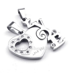 Charmante Titanium Koppelhanger Met Hartjes (Gratis Ketting) (Één Paar)