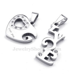 Charmante Titanium Koppelhanger Met Hartjes (Gratis Ketting) (Één Paar)