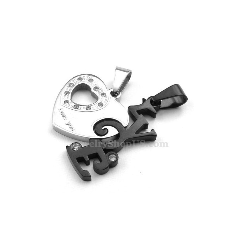 Mode Titanium Koppels Hartvormige Hanger Ketting (Gratis Ketting) (Één Paar)