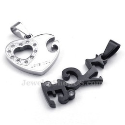 Mode Titanium Koppels Hartvormige Hanger Ketting (Gratis Ketting) (Één Paar)