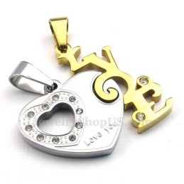 Mode Titanium Koppels Hartvormige Hanger Ketting (Gratis Ketting) (Één Paar)