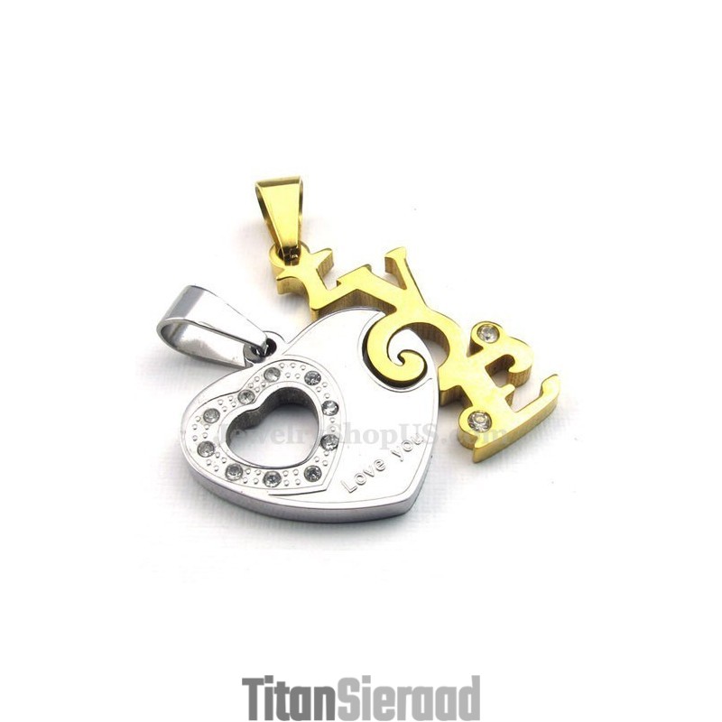 Mode Titanium Koppels Hartvormige Hanger Ketting (Gratis Ketting) (Één Paar)