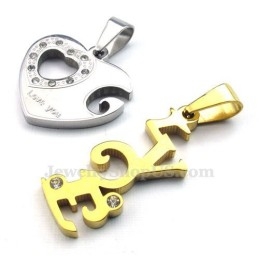 Mode Titanium Koppels Hartvormige Hanger Ketting (Gratis Ketting) (Één Paar)