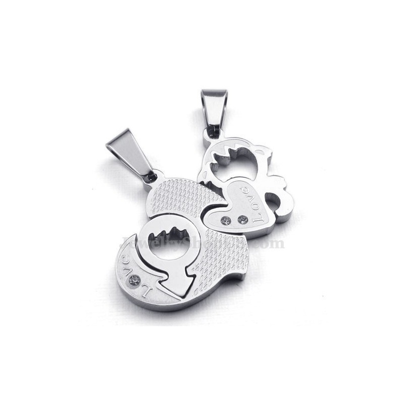 Titanium Ketting Met Twee Harten Als Hanger (Gratis Ketting) (Één Paar)
