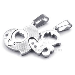 Titanium Ketting Met Twee Harten Als Hanger (Gratis Ketting) (Één Paar)
