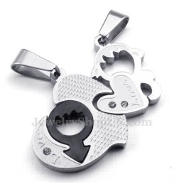 Titanium Ketting Met Twee Harten Als Hanger (Gratis Ketting) (Één Paar)